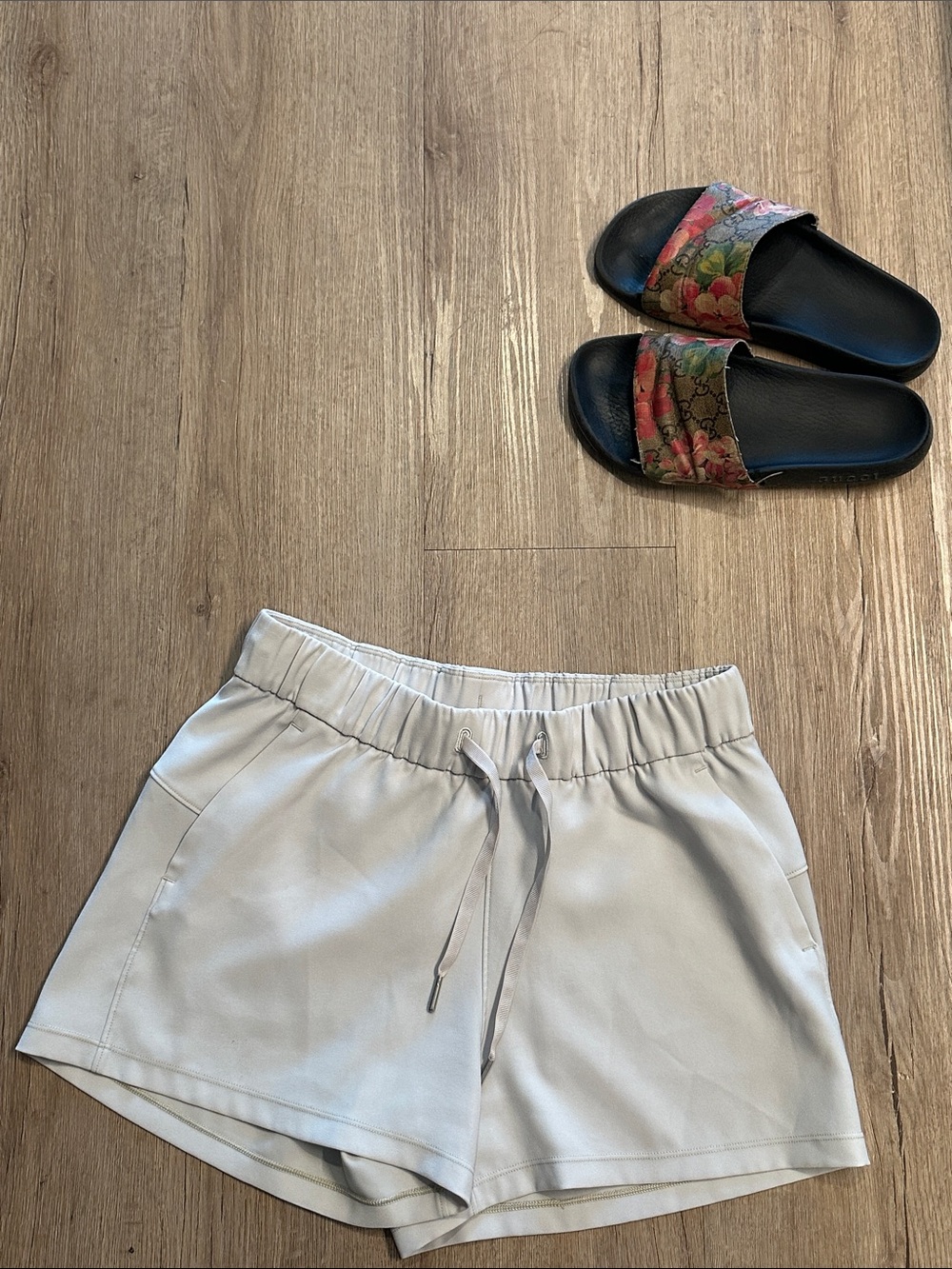 lululemon athletica Light Gray Athletic Drawstring Shorts